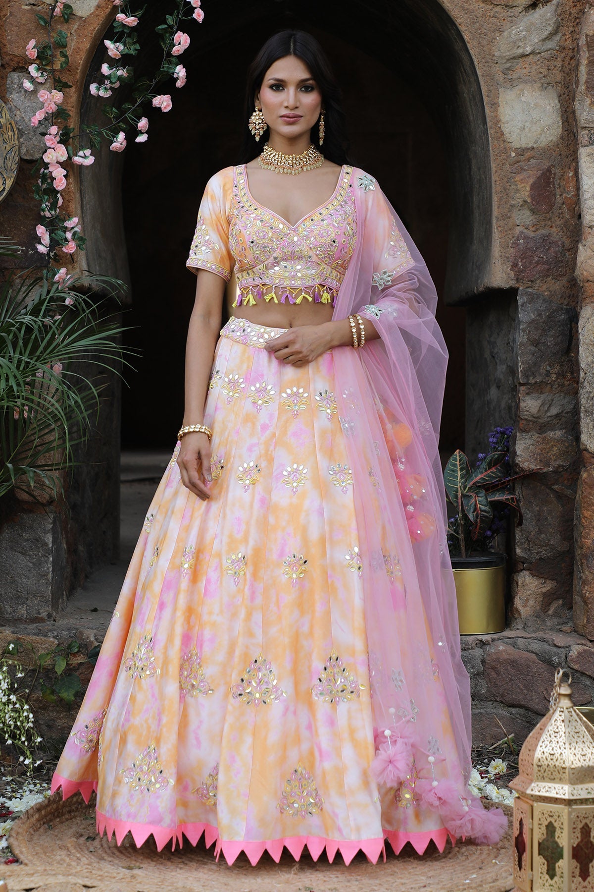 Buy Tie-Dye Multicolor Lehenga Set by Nitisha Kashyap for women online at ScrollnShops